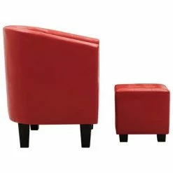 VidaXL Fauteuil avec repose-pied Rouge Similicuir -Fauteuils Soldes image 4 248062