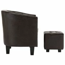 VidaXL Fauteuil avec repose-pied Marron Similicuir -Fauteuils Soldes image 4 248064