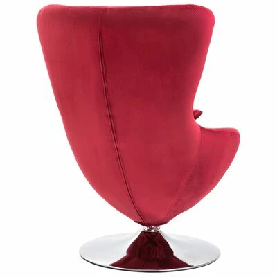 VidaXL Fauteuil pivotant en forme d’œuf avec coussin Rouge Velours 6 VidaXL Fauteuil pivotant en forme d’œuf avec coussin Rouge Velours – Image 4