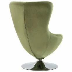 VidaXL Fauteuil pivotant en forme d’œuf avec coussin Vert clair Velours -Fauteuils Soldes image 4 248467