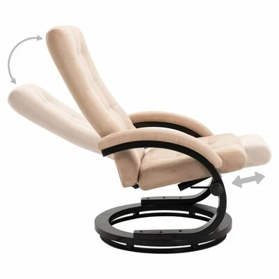 VidaXL Fauteuil inclinable avec repose-pieds Crème Tissu en daim 6 VidaXL Fauteuil inclinable avec repose-pieds Crème Tissu en daim – Image 4