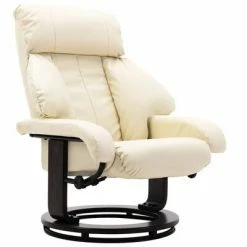 VidaXL Fauteuil TV avec repose-pied Blanc crème Similicuir 11 VidaXL Fauteuil TV avec repose-pied Blanc crème Similicuir -Fauteuils Soldes image 4 248676