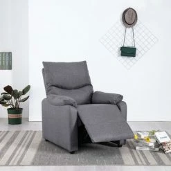 VidaXL Fauteuil TV Gris clair Tissu -Fauteuils Soldes image 4 248686