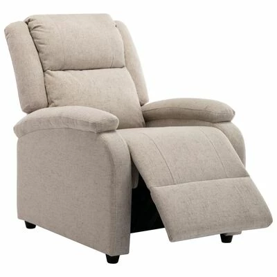VidaXL Fauteuil inclinable TV Crème Tissu 6 VidaXL Fauteuil inclinable TV Crème Tissu – Image 4
