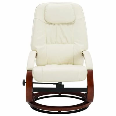 VidaXL Fauteuil inclinable avec repose-pied Blanc cassé Similicuir 6 VidaXL Fauteuil inclinable avec repose-pied Blanc cassé Similicuir – Image 4