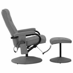 VidaXL Fauteuil de massage inclinable avec repose-pied Gris clair Tissu -Fauteuils Soldes image 4 249315