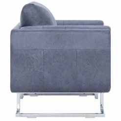 VidaXL Fauteuil cube Gris Similicuir daim -Fauteuils Soldes image 4 282154