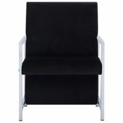 VidaXL Fauteuil avec pieds en chrome Noir Velours -Fauteuils Soldes image 4 282157