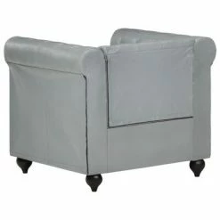 VidaXL Fauteuil Chesterfield Gris Cuir véritable -Fauteuils Soldes image 4 283755