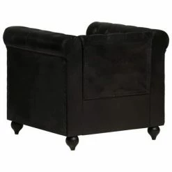 VidaXL Fauteuil Chesterfield Noir Cuir véritable -Fauteuils Soldes image 4 283756