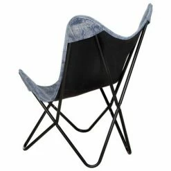 VidaXL Chaise papillon Bleu indigo Toile 11 VidaXL Chaise papillon Bleu indigo Toile -Fauteuils Soldes image 4 283765