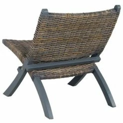 VidaXL Chaise de relaxation Gris Rotin naturel kubu et bois d'acajou -Fauteuils Soldes image 4 285801