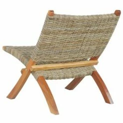 VidaXL Chaise de relaxation Rotin naturel kubu et bois d'acajou -Fauteuils Soldes image 4 285803