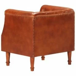 VidaXL Fauteuil Marron Cuir véritable de chèvre -Fauteuils Soldes image 4 286616