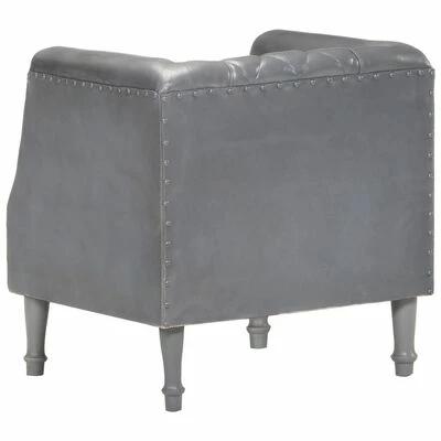 VidaXL Fauteuil Gris Cuir véritable de chèvre 6 VidaXL Fauteuil Gris Cuir véritable de chèvre – Image 4