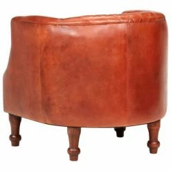 VidaXL Fauteuil tube Marron 62x58x65 cm Cuir véritable -Fauteuils Soldes image 4 286943