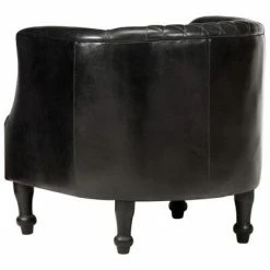VidaXL Fauteuil tube Noir 62x58x65 cm Cuir véritable 11 VidaXL Fauteuil tube Noir 62x58x65 cm Cuir véritable -Fauteuils Soldes image 4 286944