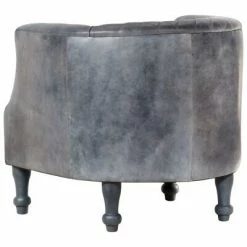 VidaXL Fauteuil tube Gris 62x58x65 cm Cuir véritable -Fauteuils Soldes image 4 286945