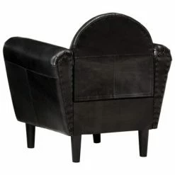 VidaXL Fauteuil tube Noir 77x65x79 cm Cuir véritable -Fauteuils Soldes image 4 286950