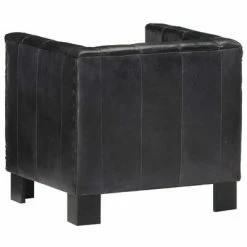 VidaXL Fauteuil Noir Cuir véritable -Fauteuils Soldes image 4 286953