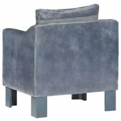 VidaXL Fauteuil Gris Cuir véritable 11 VidaXL Fauteuil Gris Cuir véritable -Fauteuils Soldes image 4 286957