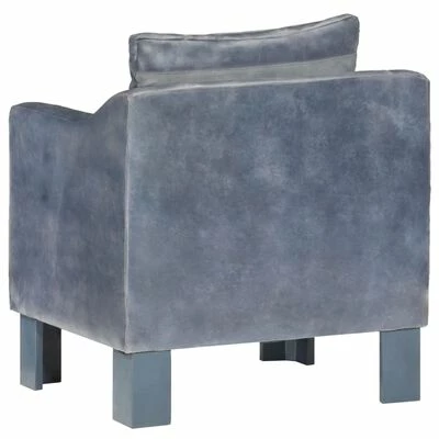 VidaXL Fauteuil Gris Cuir véritable 6 VidaXL Fauteuil Gris Cuir véritable – Image 4