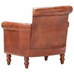 VidaXL Fauteuil Marron Cuir de chèvre véritable -Fauteuils Soldes image 4 288287