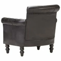 VidaXL Fauteuil Noir Cuir de chèvre véritable -Fauteuils Soldes image 4 288288