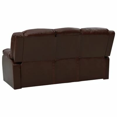 VidaXL Canapé inclinable 3 places Marron Similicuir 6 VidaXL Canapé inclinable 3 places Marron Similicuir – Image 4