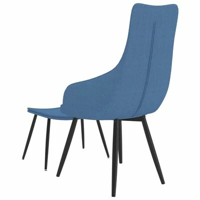 VidaXL Chaise de canapé avec repose-pied Bleu Tissu 6 VidaXL Chaise de canapé avec repose-pied Bleu Tissu – Image 4