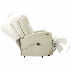 VidaXL Fauteuil inclinable Blanc crème Similicuir 11 VidaXL Fauteuil inclinable Blanc crème Similicuir -Fauteuils Soldes image 4 289751
