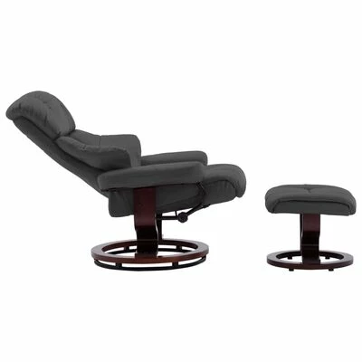 VidaXL Fauteuil avec repose-pied Anthracite Similicuir et bois courbé 6 VidaXL Fauteuil avec repose-pied Anthracite Similicuir et bois courbé – Image 4