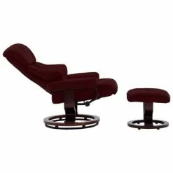 VidaXL Fauteuil repose-pied Rouge bordeaux Similicuir et bois courbé -Fauteuils Soldes image 4 289862
