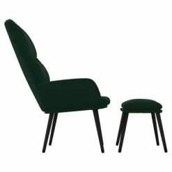 VidaXL Chaise de relaxation avec tabouret Vert foncé Velours -Fauteuils Soldes image 4 3097355