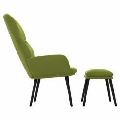 VidaXL Chaise de relaxation avec tabouret Vert clair Velours -Fauteuils Soldes image 4 3097356