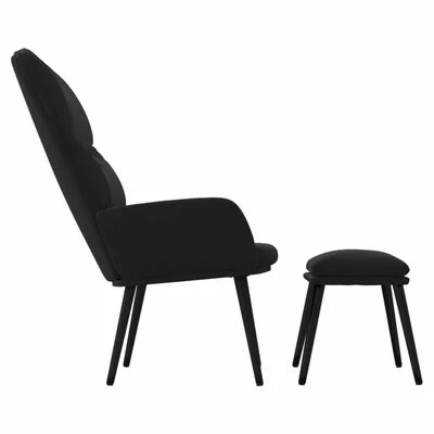 VidaXL Chaise de relaxation avec tabouret Noir Velours 6 VidaXL Chaise de relaxation avec tabouret Noir Velours â Image 4