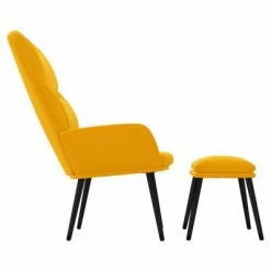 VidaXL Chaise de détente et repose-pied Jaune moutarde Velours -Fauteuils Soldes image 4 3097360