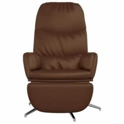 VidaXL Chaise de relaxation avec tabouret Marron brillant Similicuir -Fauteuils Soldes image 4 3097374