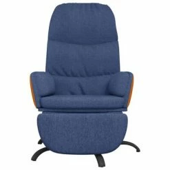 VidaXL Chaise de relaxation avec repose-pied Bleu Tissu -Fauteuils Soldes image 4 3097398