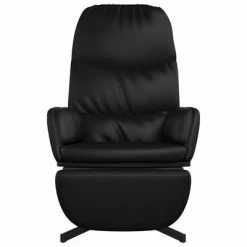 VidaXL Chaise de relaxation avec tabouret Noir Similicuir -Fauteuils Soldes image 4 3097415