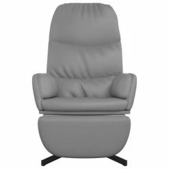 VidaXL Chaise de relaxation avec tabouret Gris Similicuir -Fauteuils Soldes image 4 3097418