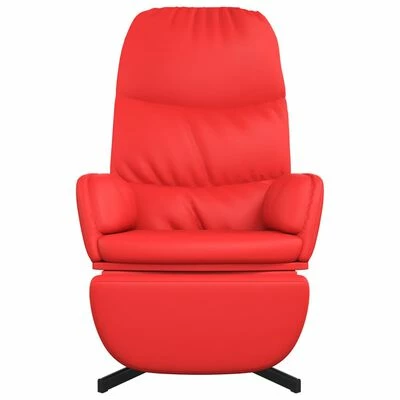 VidaXL Chaise de relaxation avec tabouret Rouge Similicuir 6 VidaXL Chaise de relaxation avec tabouret Rouge Similicuir – Image 4