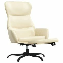 VidaXL Chaise de relaxation avec repose-pied Crème Similicuir -Fauteuils Soldes image 4 3097452