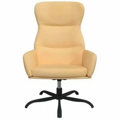 VidaXL Chaise de relaxation avec tabouret Crème Tissu microfibre -Fauteuils Soldes image 4 3097477