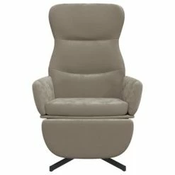 VidaXL Chaise de relaxation avec repose-pieds Gris clair Velours -Fauteuils Soldes image 4 3097495
