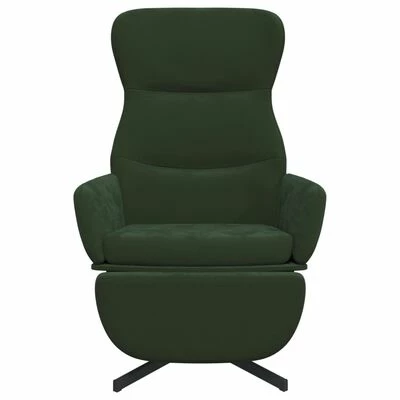 VidaXL Chaise de relaxation avec repose-pieds Vert foncé Velours 6 VidaXL Chaise de relaxation avec repose-pieds Vert foncé Velours – Image 4