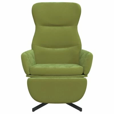 VidaXL Chaise de relaxation avec repose-pieds Vert clair Velours 6 VidaXL Chaise de relaxation avec repose-pieds Vert clair Velours – Image 4