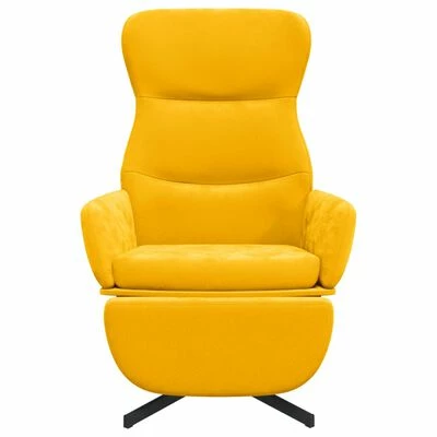 VidaXL Chaise de relaxation avec repose-pieds Jaune moutarde Velours 6 VidaXL Chaise de relaxation avec repose-pieds Jaune moutarde Velours – Image 4