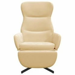 VidaXL Chaise de relaxation avec repose-pieds Blanc crème Velours -Fauteuils Soldes image 4 3097504