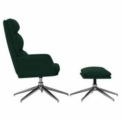 VidaXL Chaise de relaxation avec tabouret Vert foncé Tissu -Fauteuils Soldes image 4 3097518